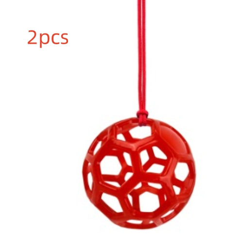 KFX-9184445 Stable Hanging Hay Feeder Toy Ball with Rope - Available in Red, Blue, Green