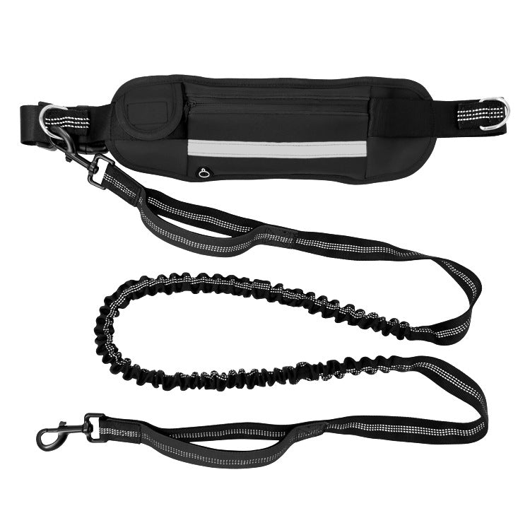 KFX-9185597 Outdoor Adjustable Neoprene Pet Running Leash with Waist Bag for Small and Medium Dogs