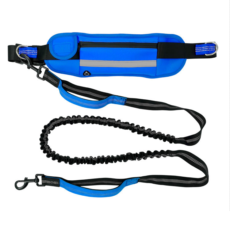 KFX-9185597 Outdoor Adjustable Neoprene Pet Running Leash with Waist Bag for Small and Medium Dogs