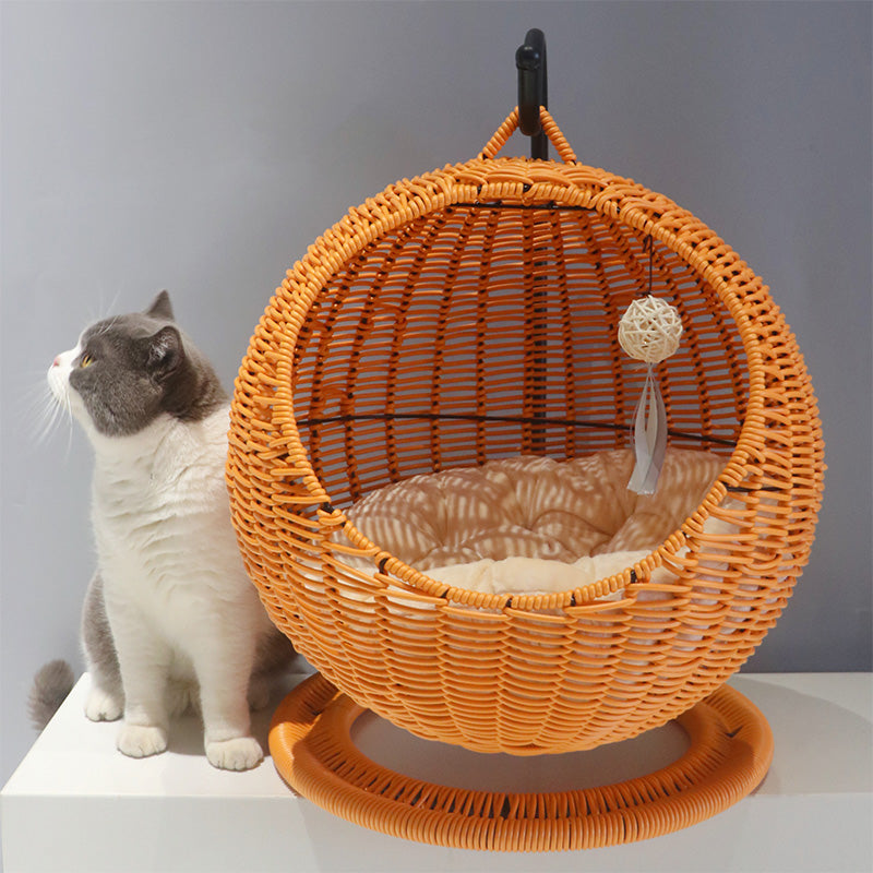 KFX-9185853 Large Rattan Cat Nest Hanging Basket for All Seasons
