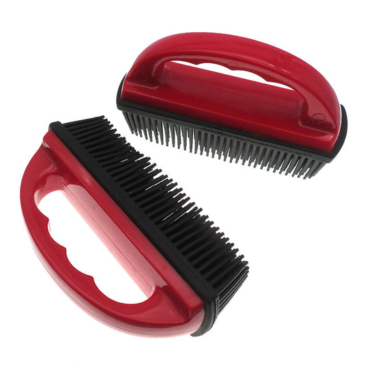 KFX-9187389 Red Pet Hair Removal and Massage Brush for Bathing and Carpet Cleaning