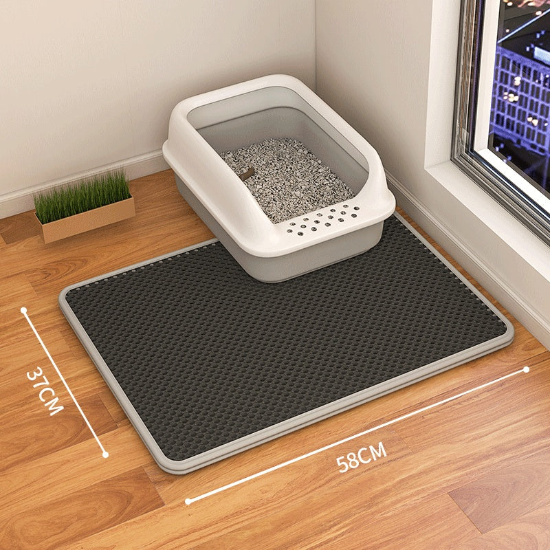 KFX-9189053 Double-Layer Waterproof Cat Litter Mat with Urine Trap and Non-Slip Design for Easy Cleaning