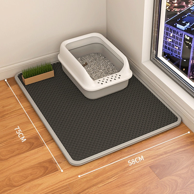 KFX-9189053 Double-Layer Waterproof Cat Litter Mat with Urine Trap and Non-Slip Design for Easy Cleaning