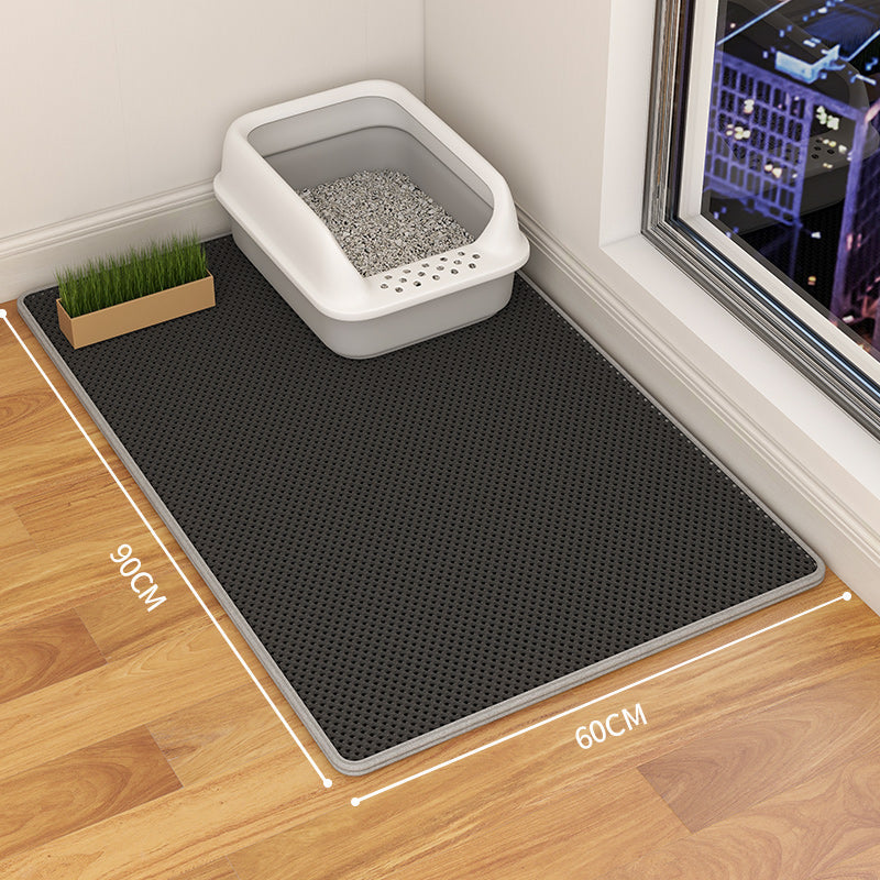 KFX-9189053 Double-Layer Waterproof Cat Litter Mat with Urine Trap and Non-Slip Design for Easy Cleaning