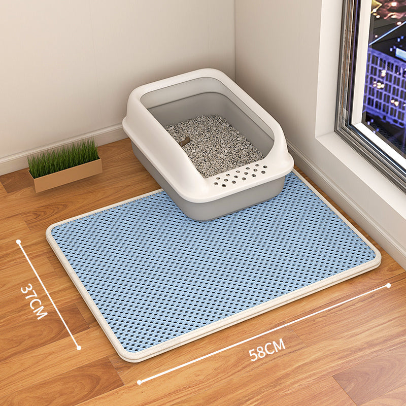 KFX-9189053 Double-Layer Waterproof Cat Litter Mat with Urine Trap and Non-Slip Design for Easy Cleaning