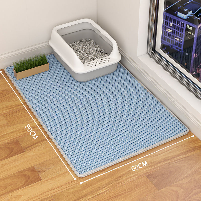 KFX-9189053 Double-Layer Waterproof Cat Litter Mat with Urine Trap and Non-Slip Design for Easy Cleaning