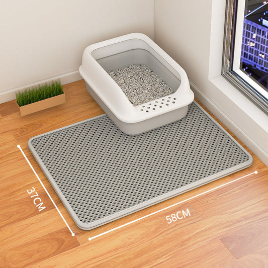 KFX-9189053 Double-Layer Waterproof Cat Litter Mat with Urine Trap and Non-Slip Design for Easy Cleaning