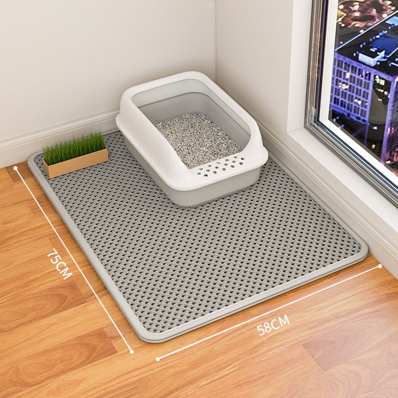 KFX-9189053 Double-Layer Waterproof Cat Litter Mat with Urine Trap and Non-Slip Design for Easy Cleaning