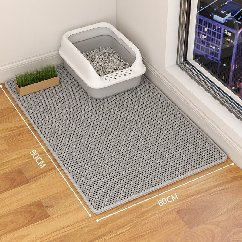 KFX-9189053 Double-Layer Waterproof Cat Litter Mat with Urine Trap and Non-Slip Design for Easy Cleaning