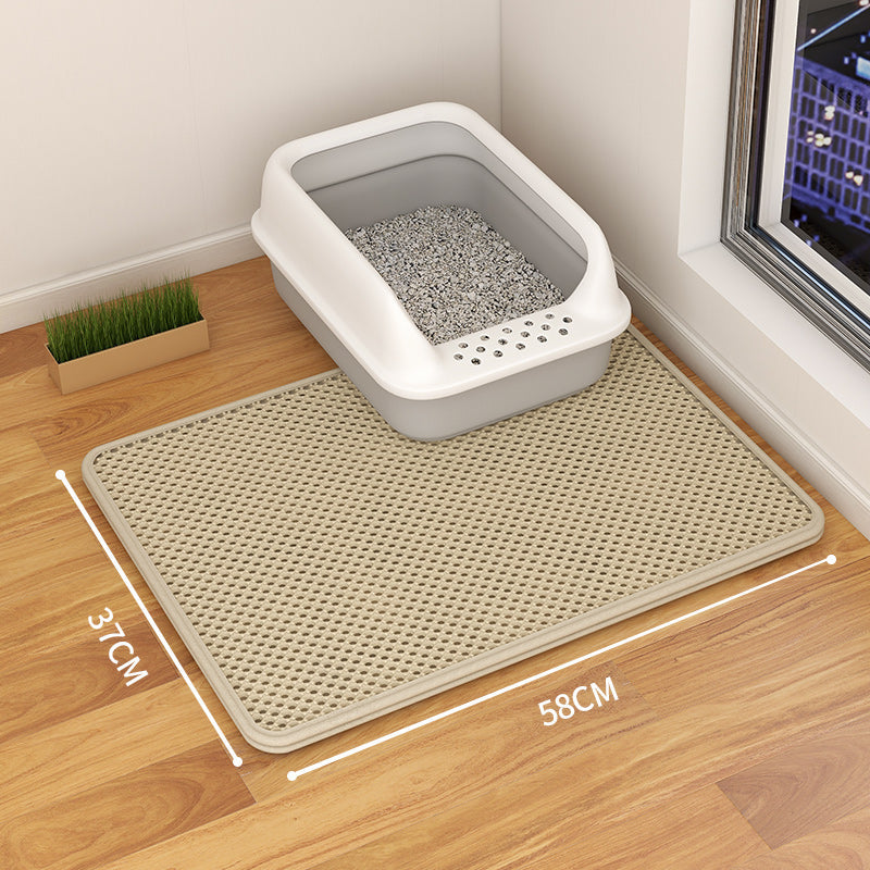 KFX-9189053 Double-Layer Waterproof Cat Litter Mat with Urine Trap and Non-Slip Design for Easy Cleaning