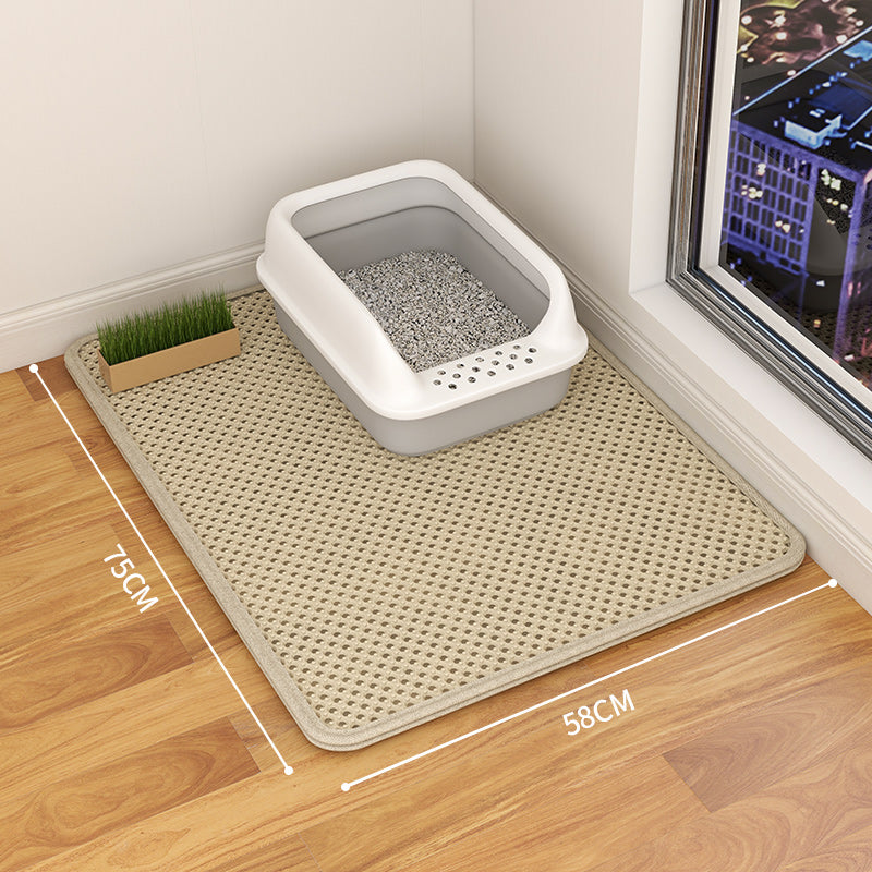 KFX-9189053 Double-Layer Waterproof Cat Litter Mat with Urine Trap and Non-Slip Design for Easy Cleaning