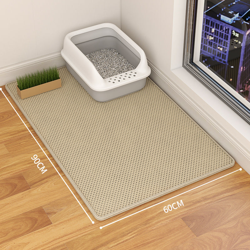 KFX-9189053 Double-Layer Waterproof Cat Litter Mat with Urine Trap and Non-Slip Design for Easy Cleaning