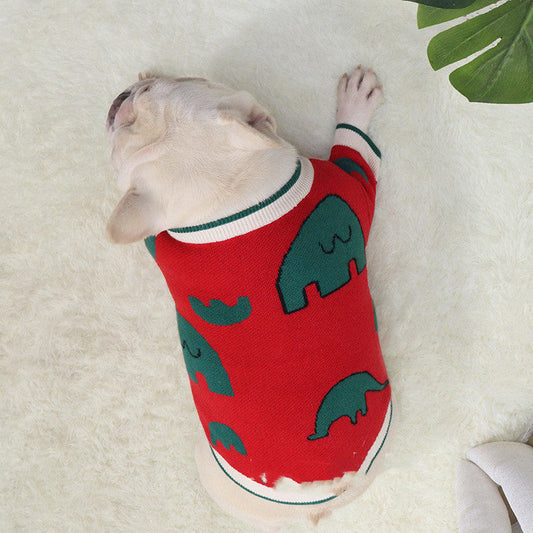 KFX-9189565 Elephant Red Wool Sweater for Short Fat Dogs - Sizes S to XL
