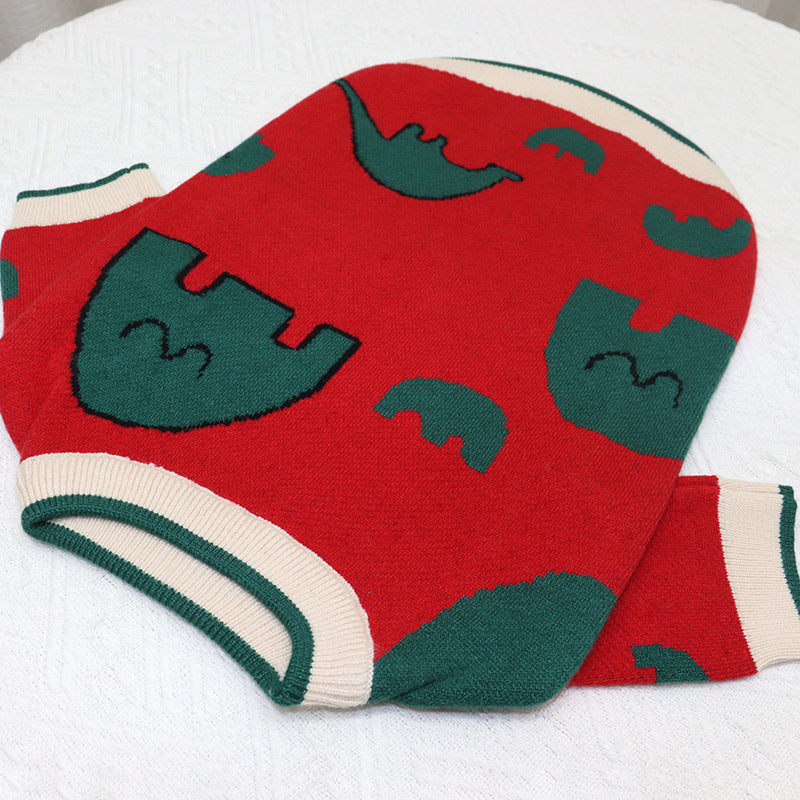 KFX-9189565 Elephant Red Wool Sweater for Short Fat Dogs - Sizes S to XL