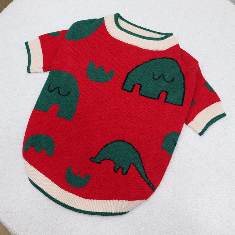 KFX-9189565 Elephant Red Wool Sweater for Short Fat Dogs - Sizes S to XL