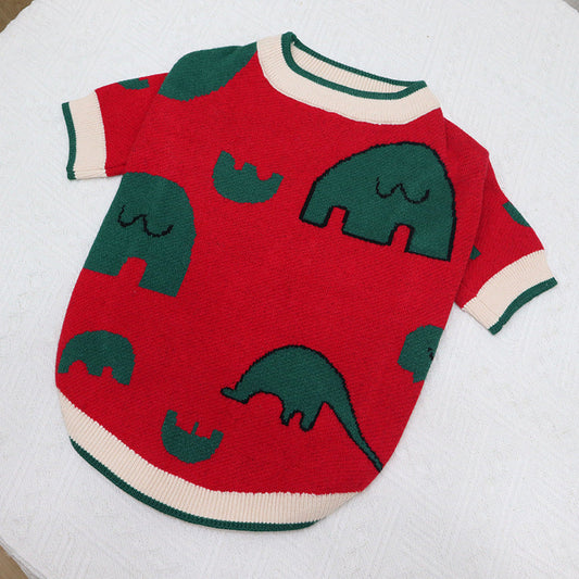 KFX-9189565 Elephant Red Wool Sweater for Short Fat Dogs - Sizes S to XL