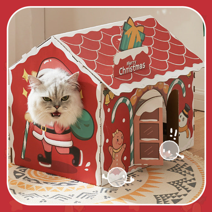 KFX-9191613 Limited Edition Christmas Corrugated Paper Cat Scratcher Nest