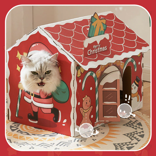 KFX-9191613 Limited Edition Christmas Corrugated Paper Cat Scratcher Nest