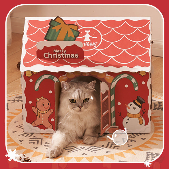 KFX-9191613 Limited Edition Christmas Corrugated Paper Cat Scratcher Nest