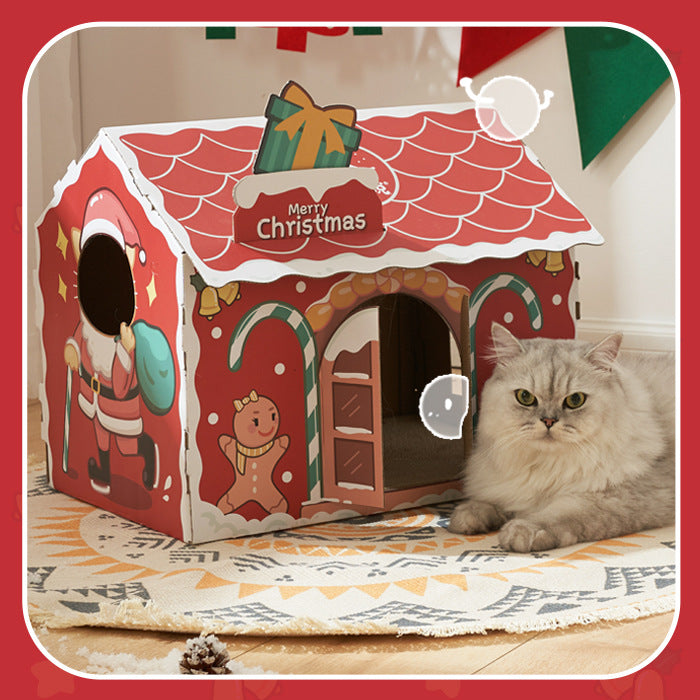 KFX-9191613 Limited Edition Christmas Corrugated Paper Cat Scratcher Nest