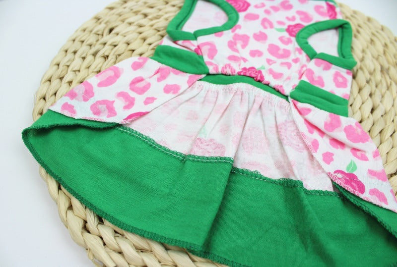 KFX-9192125 Pink Floral Print Swing Dress for Dogs
