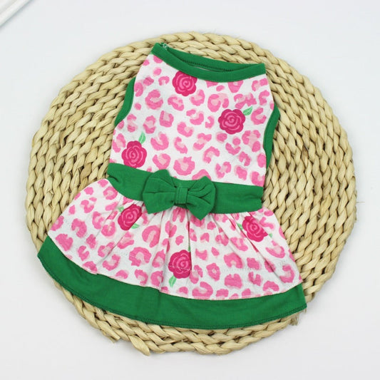 KFX-9192125 Pink Floral Print Swing Dress for Dogs