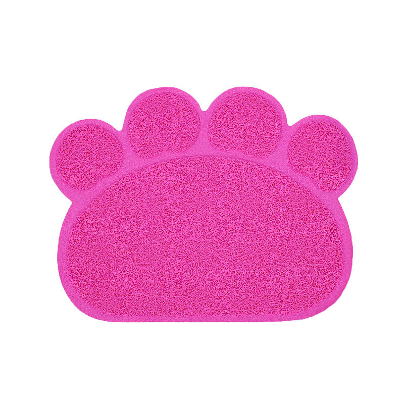 KFX-9193405 PVC Waterproof Pet Bowl Mat with Paw Print Design - 30x40cm Cat Litter Pad