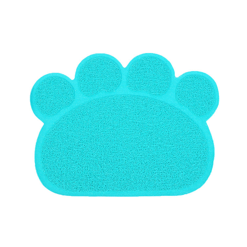 KFX-9193405 PVC Waterproof Pet Bowl Mat with Paw Print Design - 30x40cm Cat Litter Pad