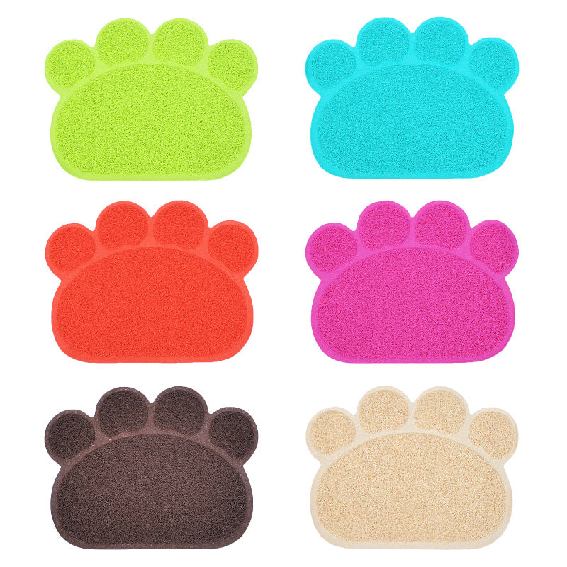 KFX-9193405 PVC Waterproof Pet Bowl Mat with Paw Print Design - 30x40cm Cat Litter Pad