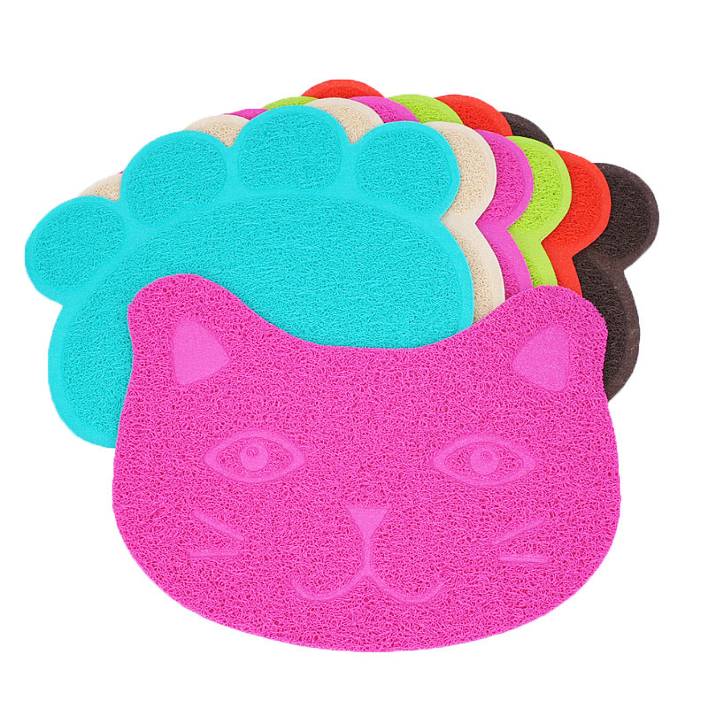 KFX-9193405 PVC Waterproof Pet Bowl Mat with Paw Print Design - 30x40cm Cat Litter Pad