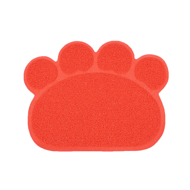 KFX-9193405 PVC Waterproof Pet Bowl Mat with Paw Print Design - 30x40cm Cat Litter Pad