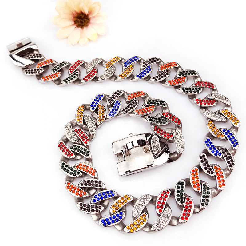 KFX-9193533 Stainless Steel 304 Dog Collar with Metal Chain - Available in Various Sizes