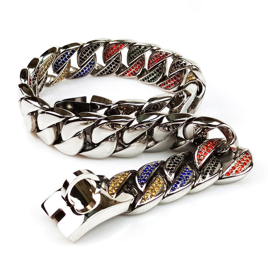 KFX-9193533 Stainless Steel 304 Dog Collar with Metal Chain - Available in Various Sizes