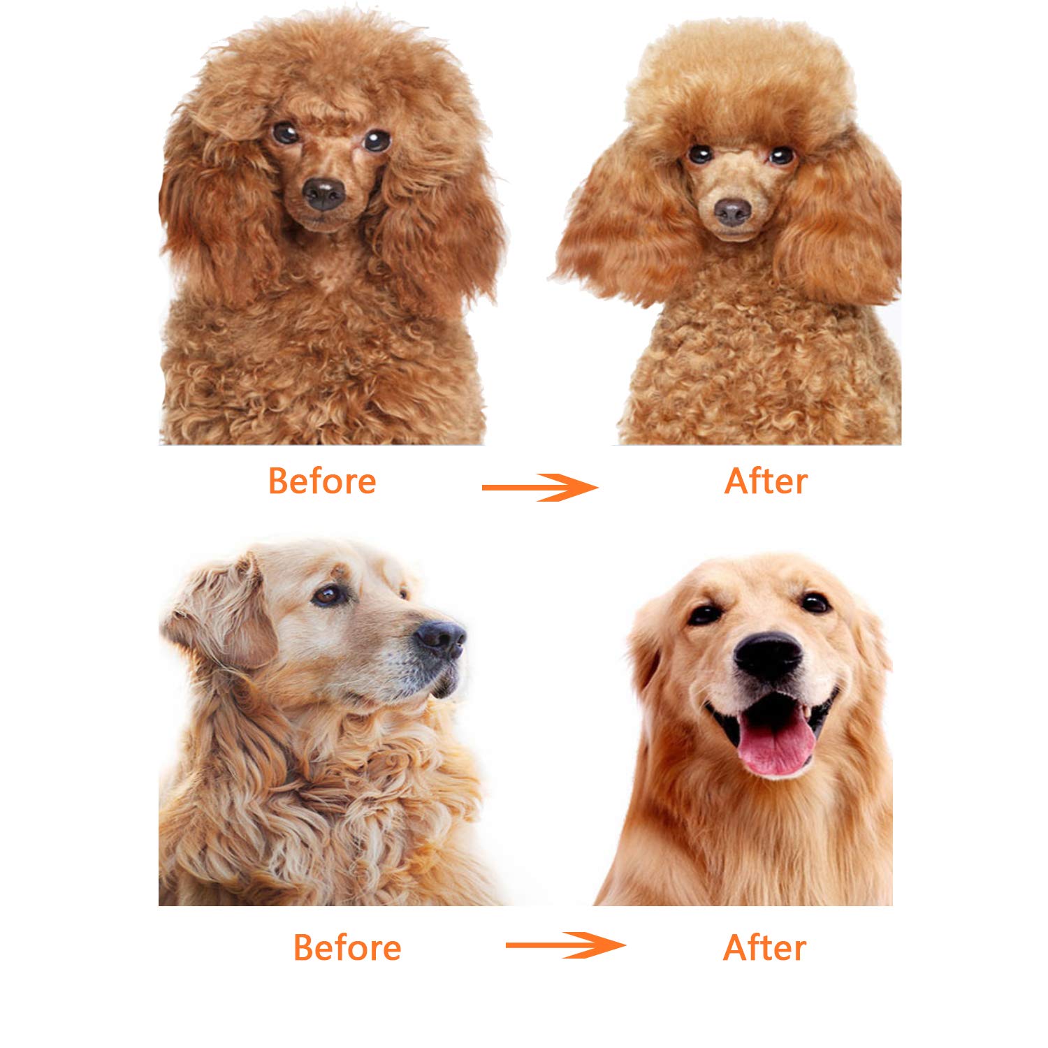 KFX-9194813 2-in-1 Pet Grooming Comb for Dogs and Cats with Short and Long Teeth - Dematting Tool for Long Hair