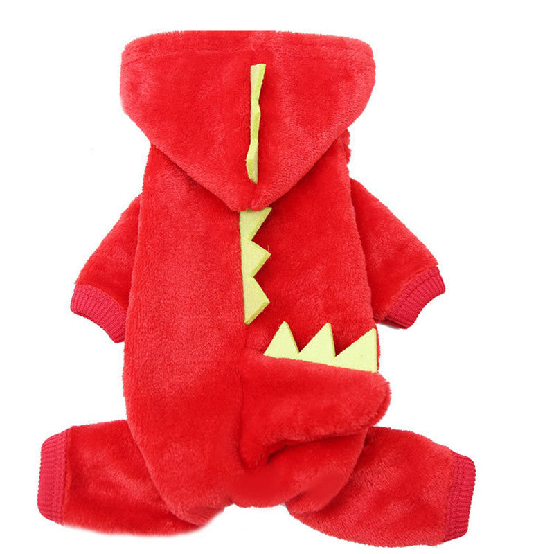 KFX-9195709 Coral Fleece Dinosaur Pet Clothes for Dogs in Various Sizes