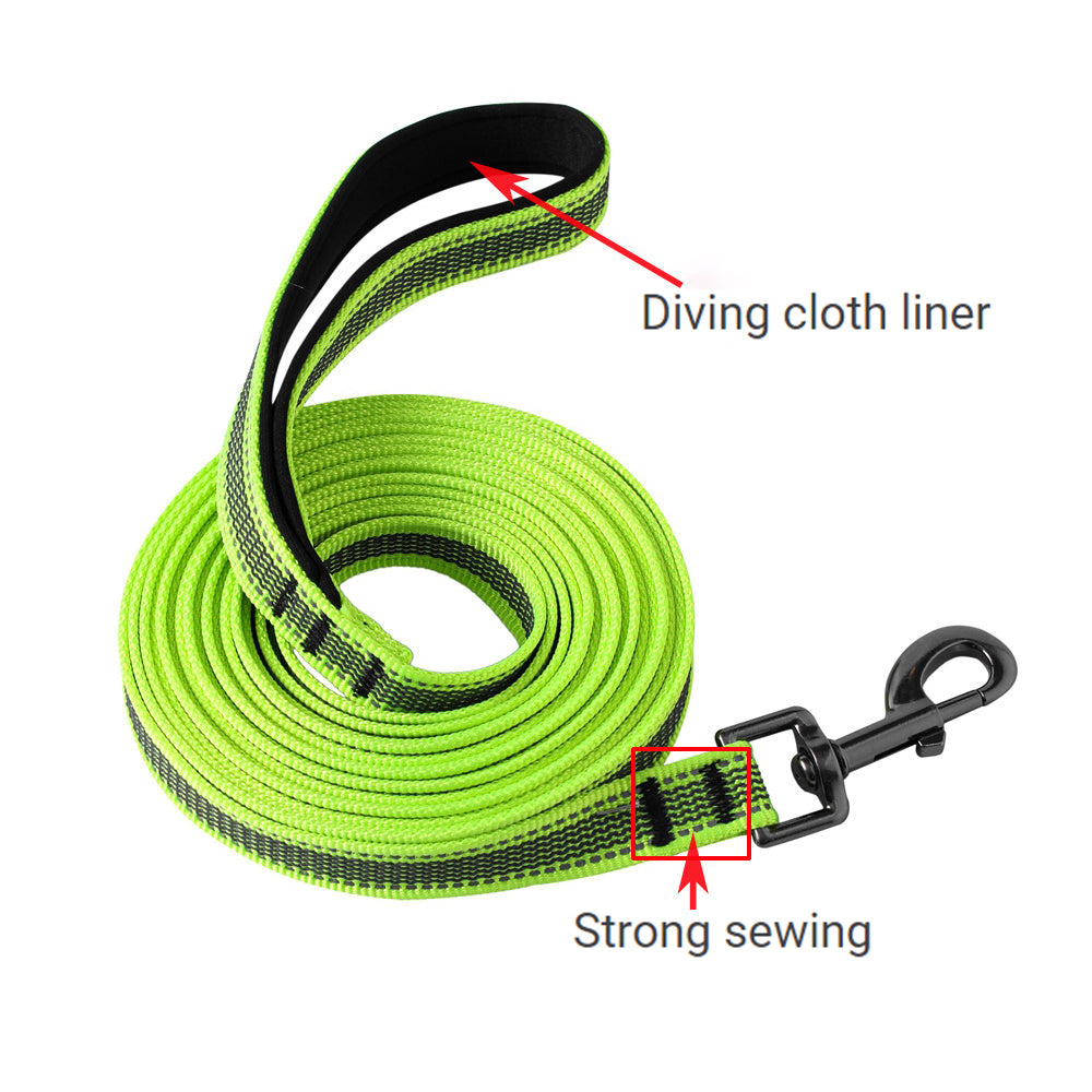 KFX-9197117 Reflective Nylon Pet Traction Rope with Non-Slip Handle, Multiple Lengths Available