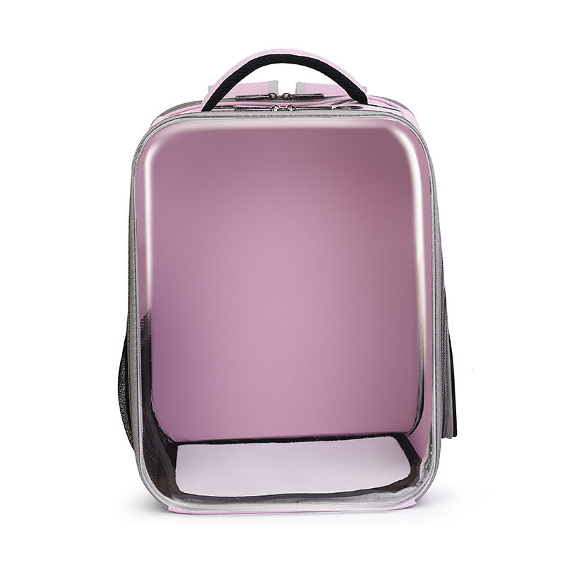 KFX-9199549 Portable Transparent Cat and Dog Backpack - Large Capacity, Breathable Design, PVC Material, Available in Black, Gray, Blue, Pink