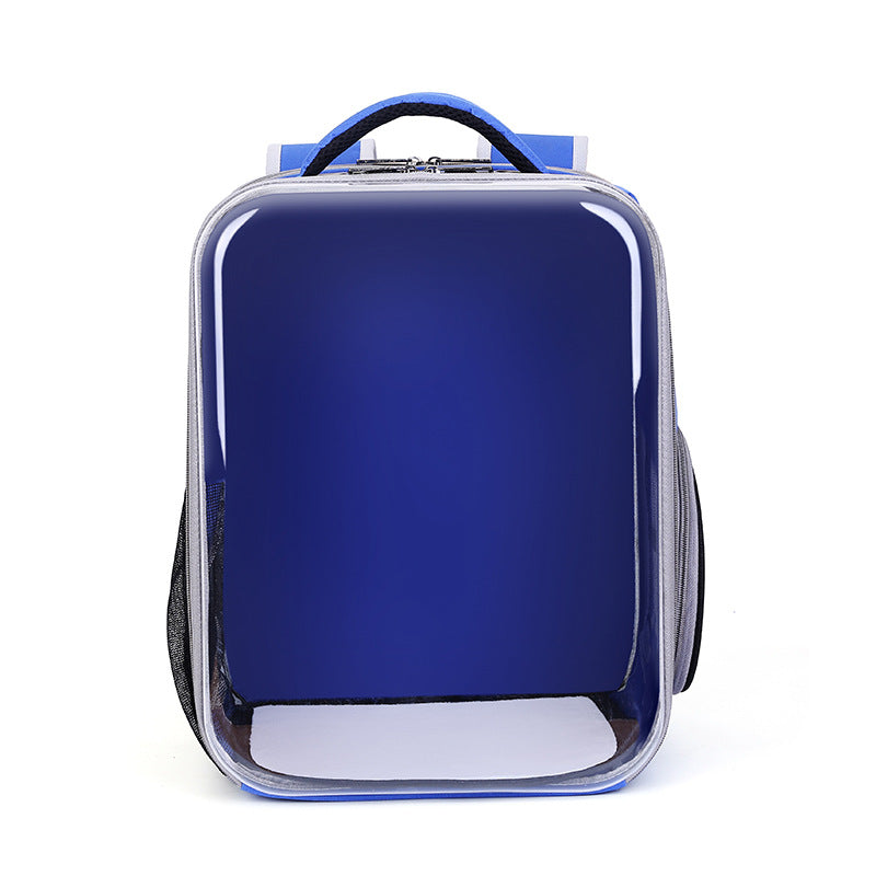 KFX-9199549 Portable Transparent Cat and Dog Backpack - Large Capacity, Breathable Design, PVC Material, Available in Black, Gray, Blue, Pink