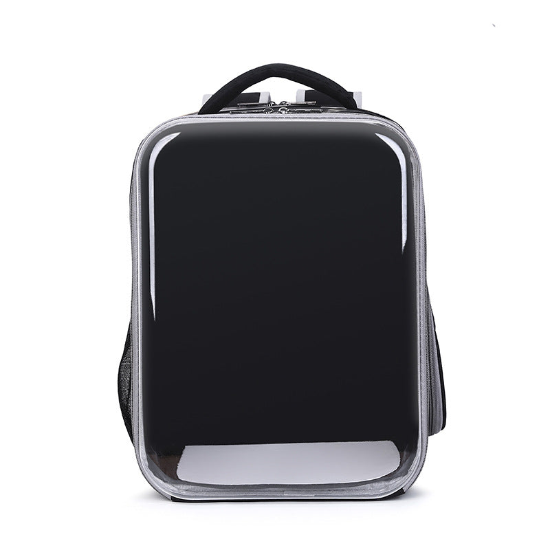 KFX-9199549 Portable Transparent Cat and Dog Backpack - Large Capacity, Breathable Design, PVC Material, Available in Black, Gray, Blue, Pink