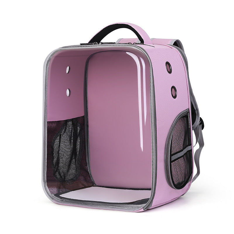 KFX-9199549 Portable Transparent Cat and Dog Backpack - Large Capacity, Breathable Design, PVC Material, Available in Black, Gray, Blue, Pink
