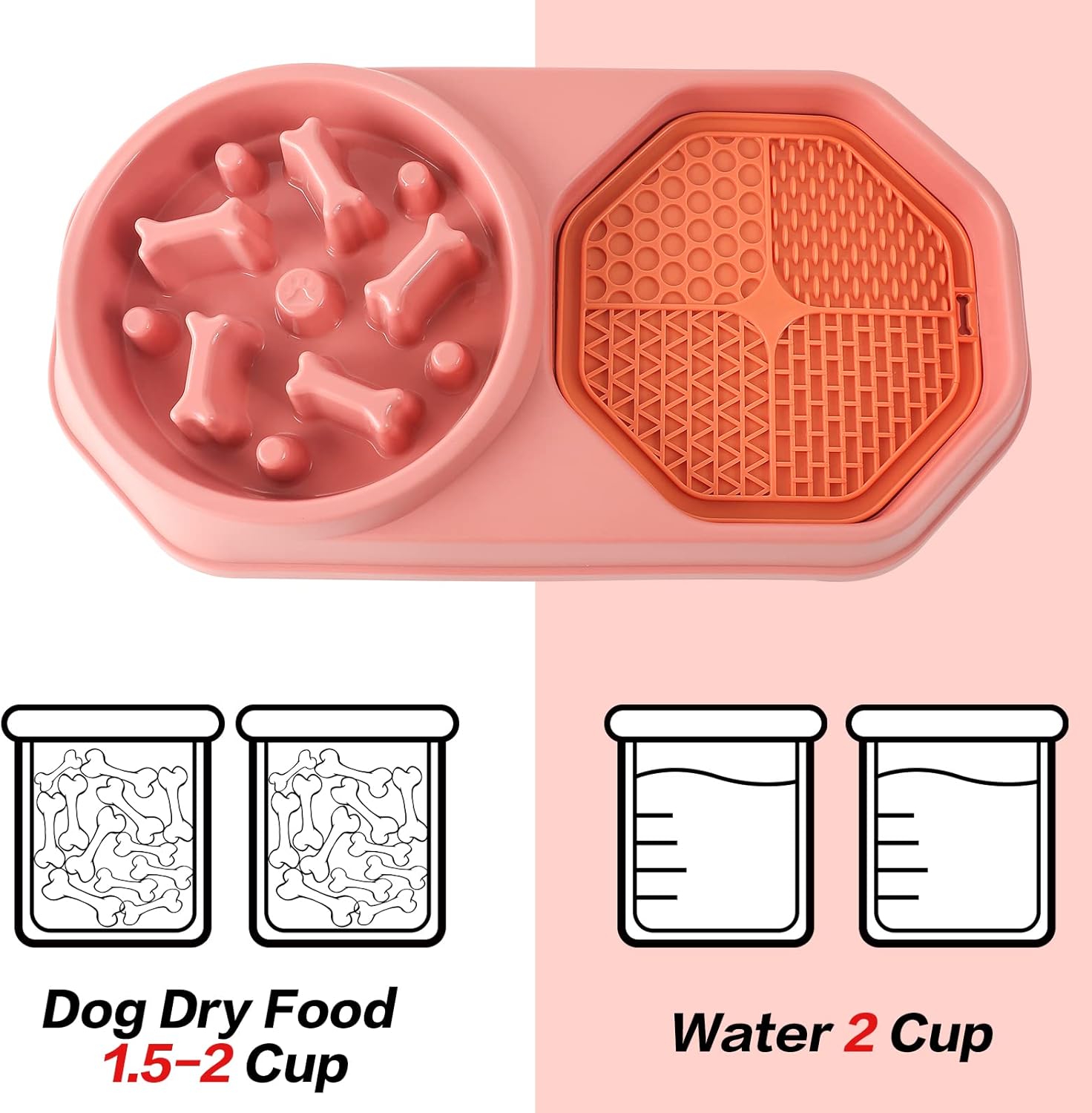 KFX-9200573 Interactive Slow Feeder Dog Bowl for Healthy Eating, Anti-Gulping Design to Prevent Choking and Bloat