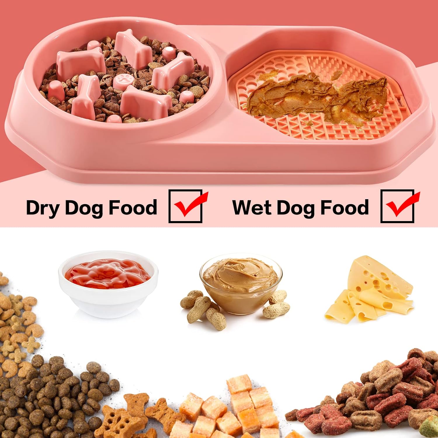 KFX-9200573 Interactive Slow Feeder Dog Bowl for Healthy Eating, Anti-Gulping Design to Prevent Choking and Bloat