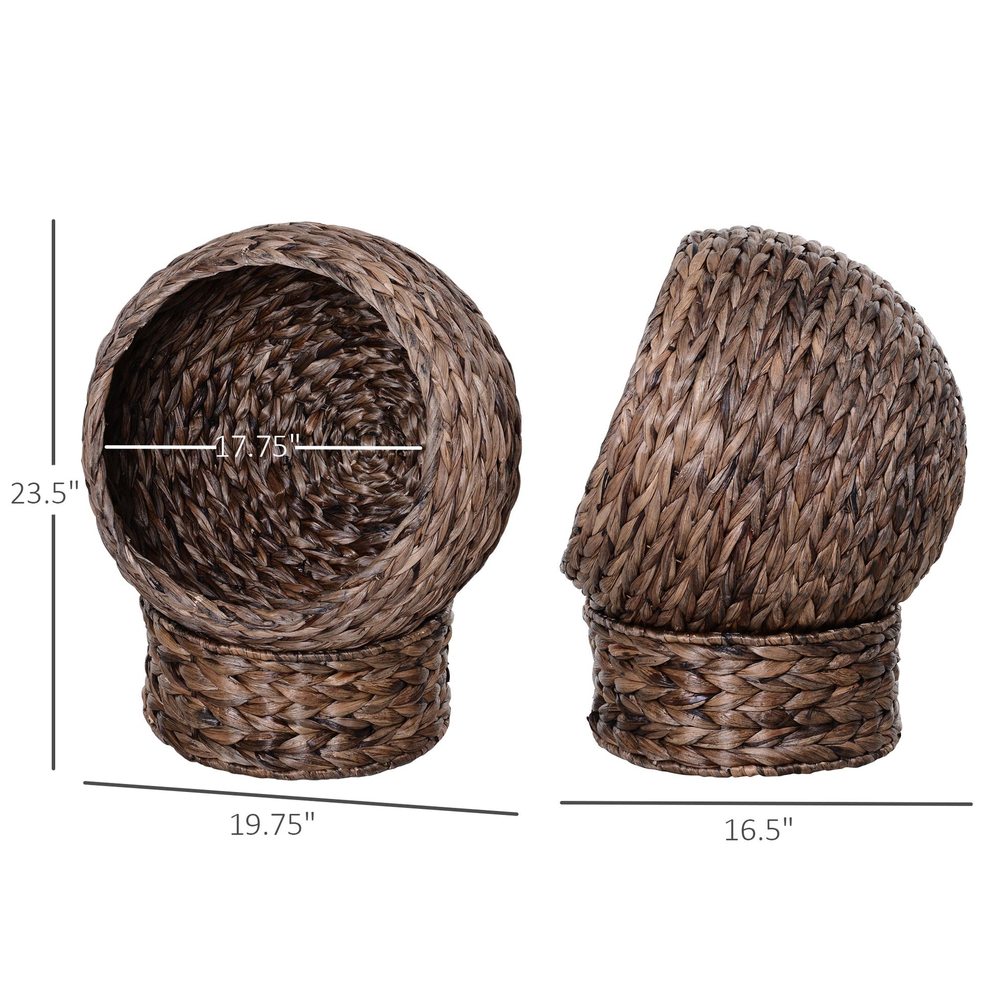 KFX-9200957 Handmade Dark Brown Wicker Elevated Cat Bed with Soft Cushion for Kittens