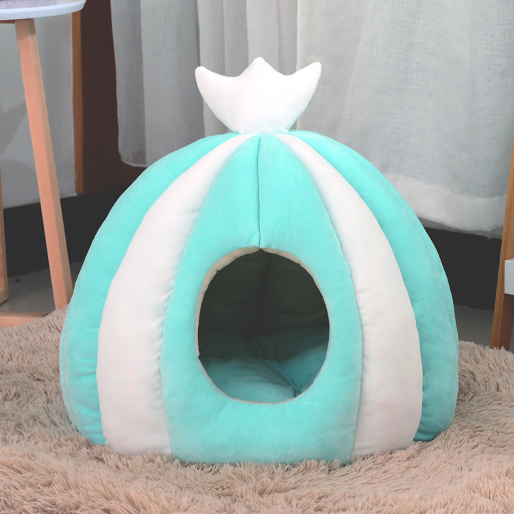 KFX-9201341 Cozy Thickened Pet Nest for Small Dogs and Cats - Yurt Style in Pink, Gray, Brown, Green - 50x50CM