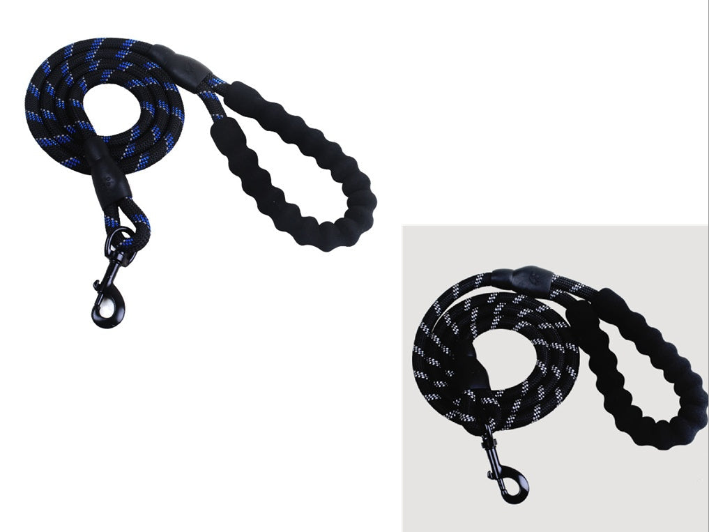 KFX-9202877 Fashion Foam Handle Traction Strap Set with Black and White Reflective Strip - 1.5m Polyester Lead Rope