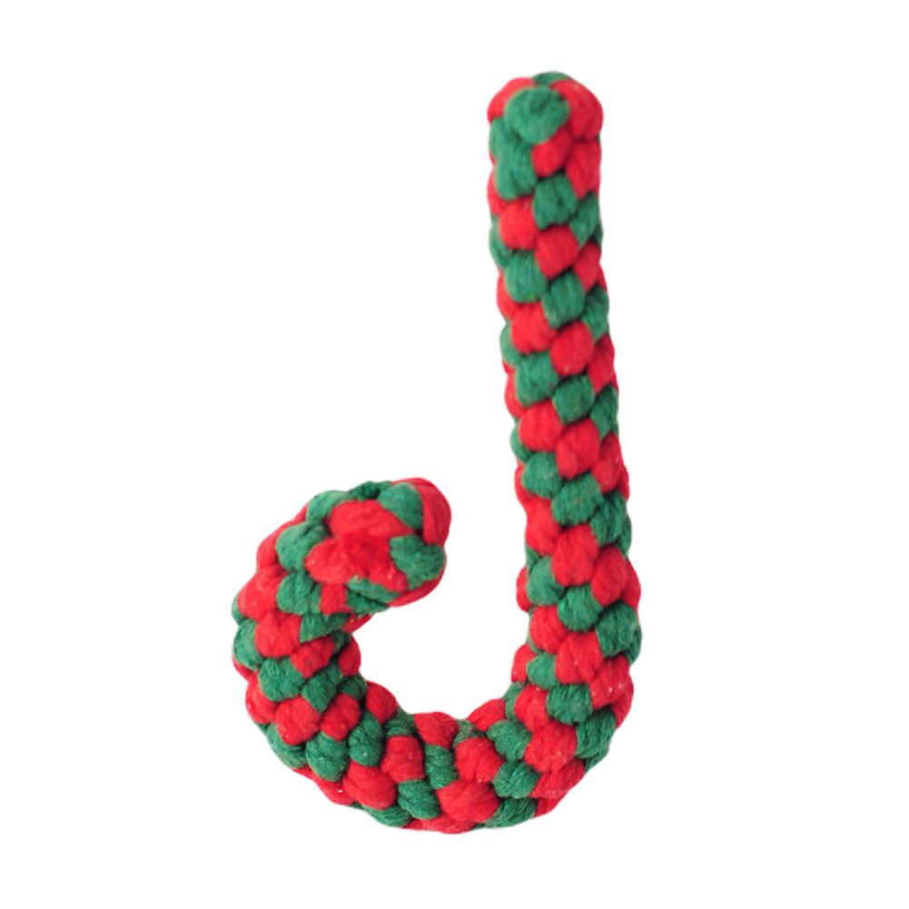 KFX-9203901 Cotton Rope Knot Toy for Dogs and Cats - Christmas Tree Design, Durable and Safe for Chewing