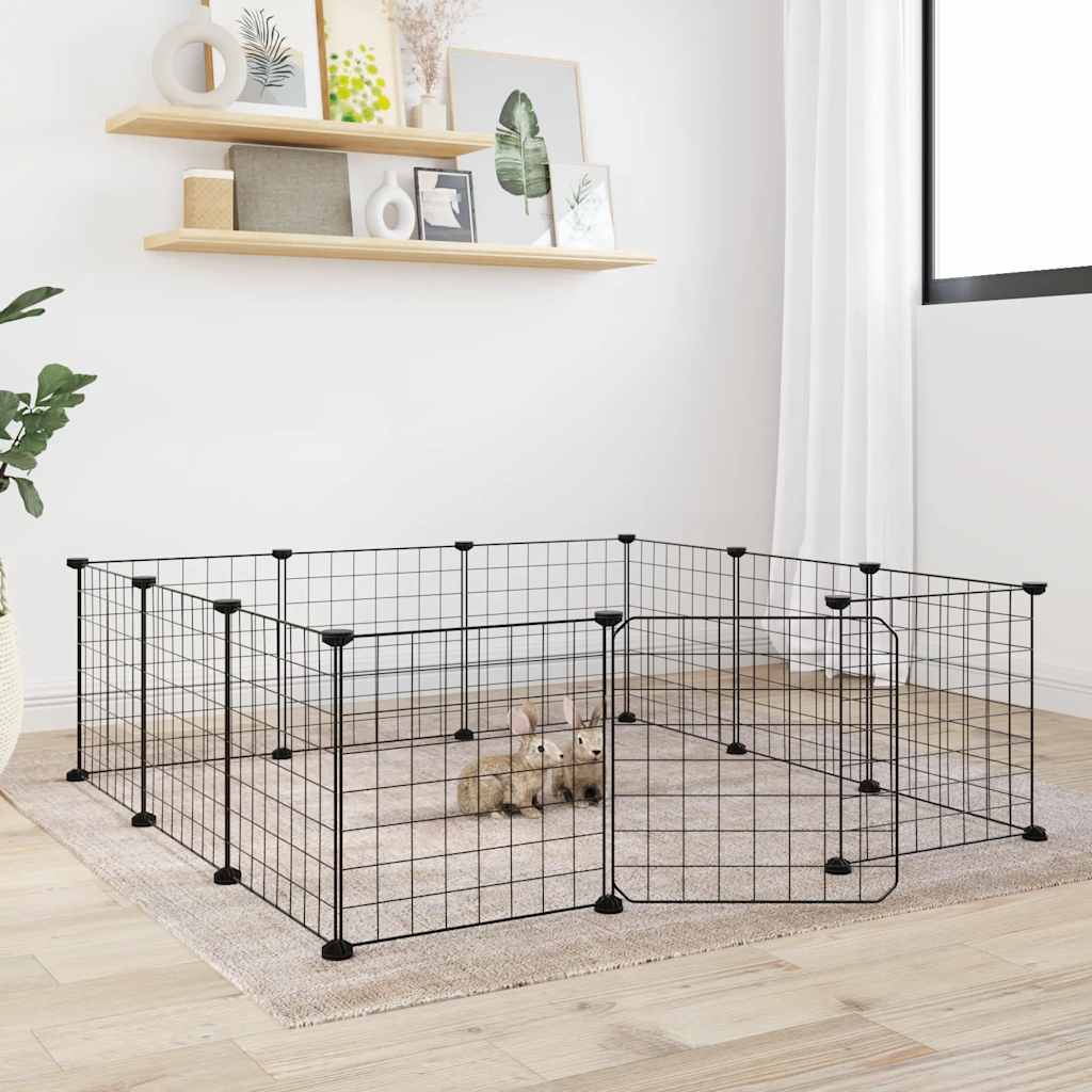 KFX-9204669 8-Panel and 12-Panel Powder-Coated Steel Pet Cage with Door for Training and Play