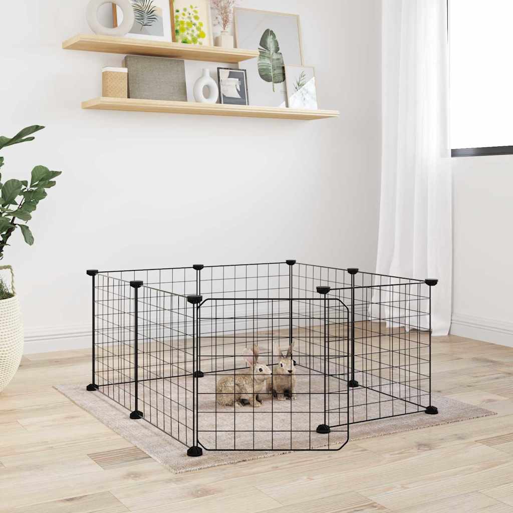 KFX-9204669 8-Panel and 12-Panel Powder-Coated Steel Pet Cage with Door for Training and Play