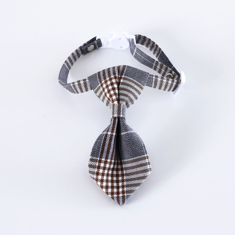 KFX-9205053 Adjustable British Style Plaid Bow Tie and Tie Collar Accessories for Pets