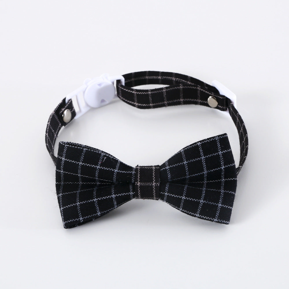 KFX-9205053 Adjustable British Style Plaid Bow Tie and Tie Collar Accessories for Pets